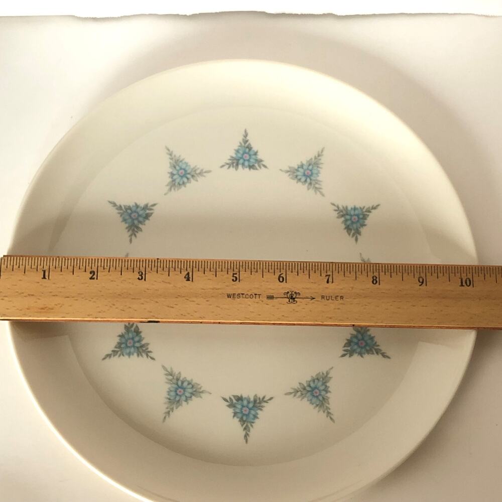 Taylorton Rhapsody Blue Floral Dinner Plate 10" Set of 2 USA MCM VINTAGE